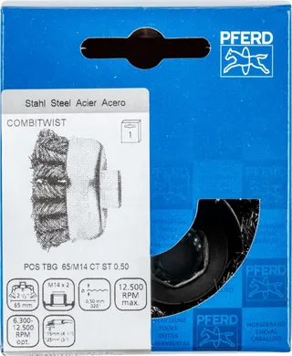 COMBITWIST Topfbürste gezopft TBG Ø 65 mm M14 Stahl-Draht-Ø 0,50mm Winkelschleifer (1) by PFERD – product image 3 of 3