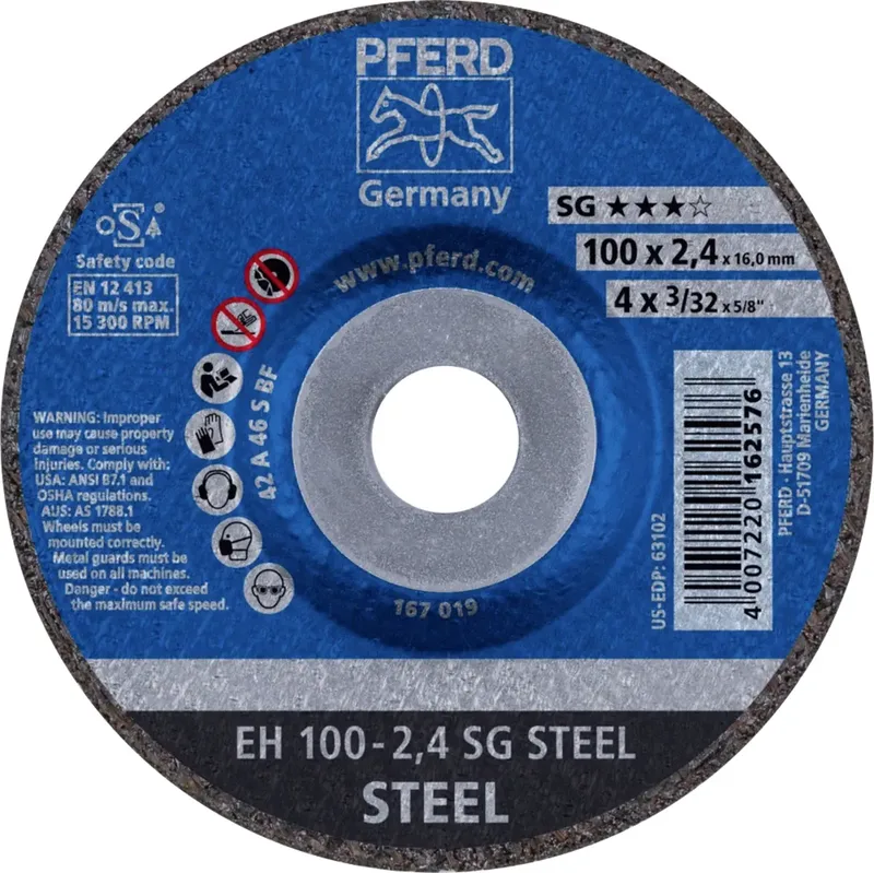 EH 100-2,4 SG STEEL/16,0 61339116 Trennscheibe gekröpft 100 mm 25 St. Stahl de PFERD – image du produit