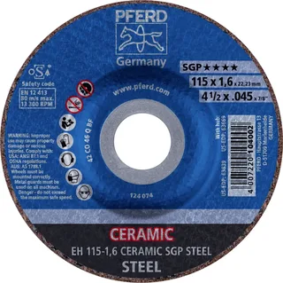 EH 115-1,6 CERAMIC SGP STEEL 61300115 Trennscheibe gekröpft 115 mm 25 St. Stahl fra PFERD – produktbillede 1 af 2