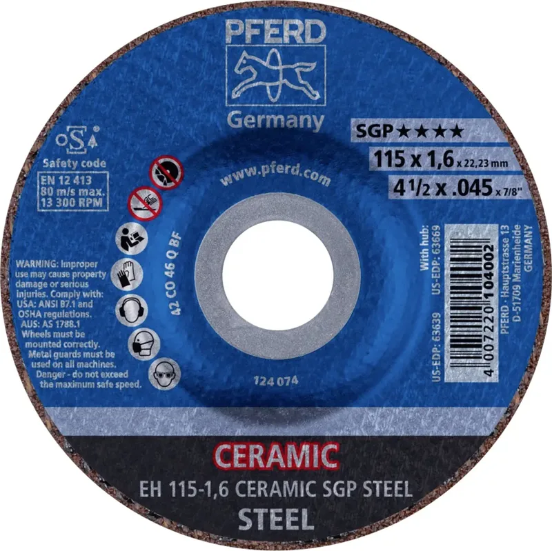 EH 115-1,6 CERAMIC SGP STEEL 61300115 Trennscheibe gekröpft 115 mm 25 St. Stahl fra PFERD – produktbillede 1 af 2