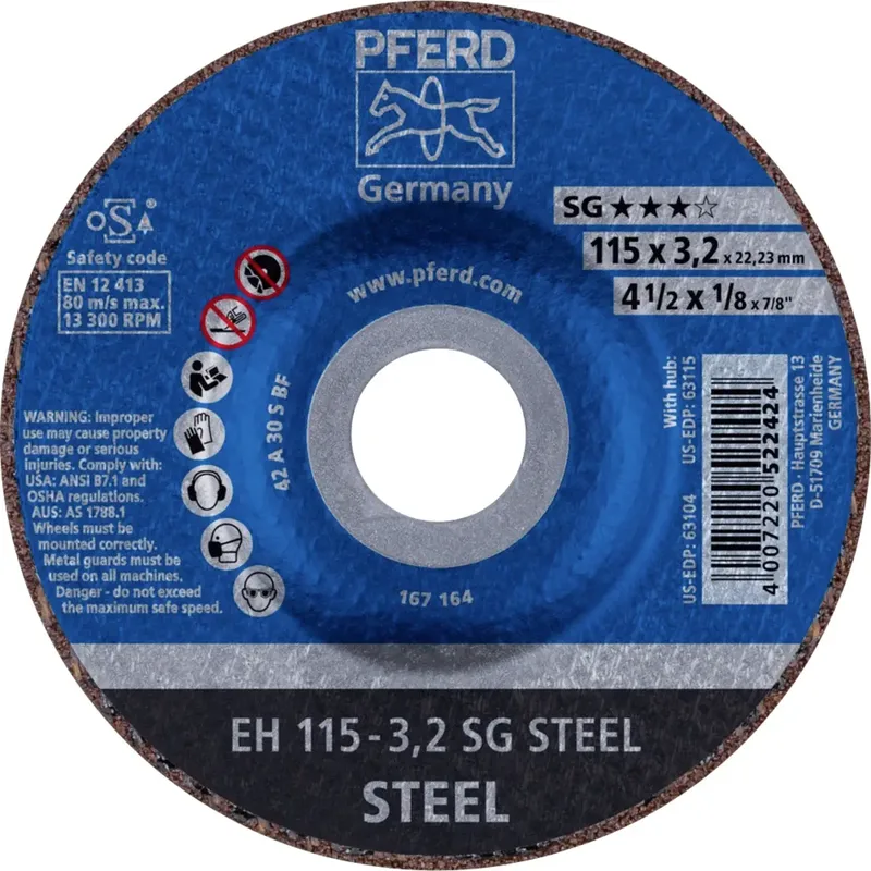 EH 115-3,2 SG STEEL 61340132 Trennscheibe gekröpft 115 mm 25 St. Stahl de PFERD – image du produit