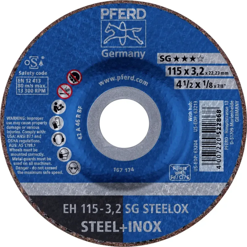 EH 115-3,2 SG STEELOX 61332432 Trennscheibe gekröpft 115 mm 25 St. Edelstahl, Stahl von PFERD – Produktbild