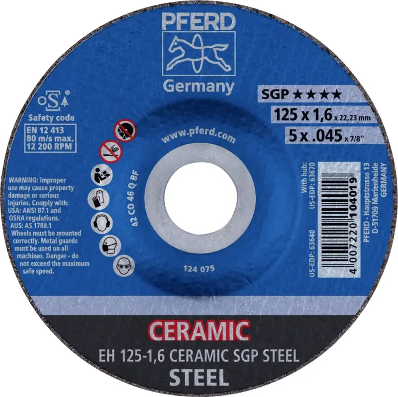 EH 125-1,6 CERAMIC SGP STEEL 61300125 Trennscheibe gekröpft 125 mm 25 St. Stahl von PFERD – Produktbild 1 von 2