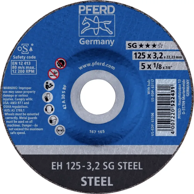 EH 125-3,2 SG STEEL 61320232 Trennscheibe gekröpft 125 mm 25 St. Stahl de PFERD – image du produit