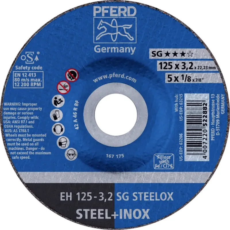 EH 125-3,2 SG STEELOX 61333432 Trennscheibe gekröpft 125 mm 25 St. Edelstahl, Stahl von PFERD – Produktbild