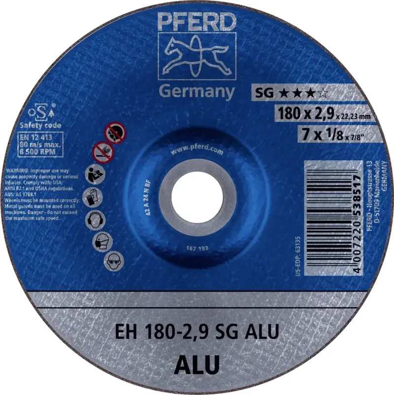 EH 180-2,9 SG ALU 61323323 Trennscheibe gekröpft 180 mm 25 St. Aluminium, NE-Metalle fra PFERD – produktbillede 1 af 2