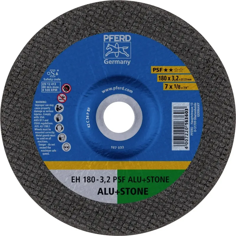 EH 180-3,2 PSF ALU+STONE 61823222 Trennscheibe gekröpft 180 mm 25 St. Aluminium, NE-Metalle, Titan, Titanlegierung, Gusseisen, Duroplast, Stein de PFERD – image du produit 1 sur 2