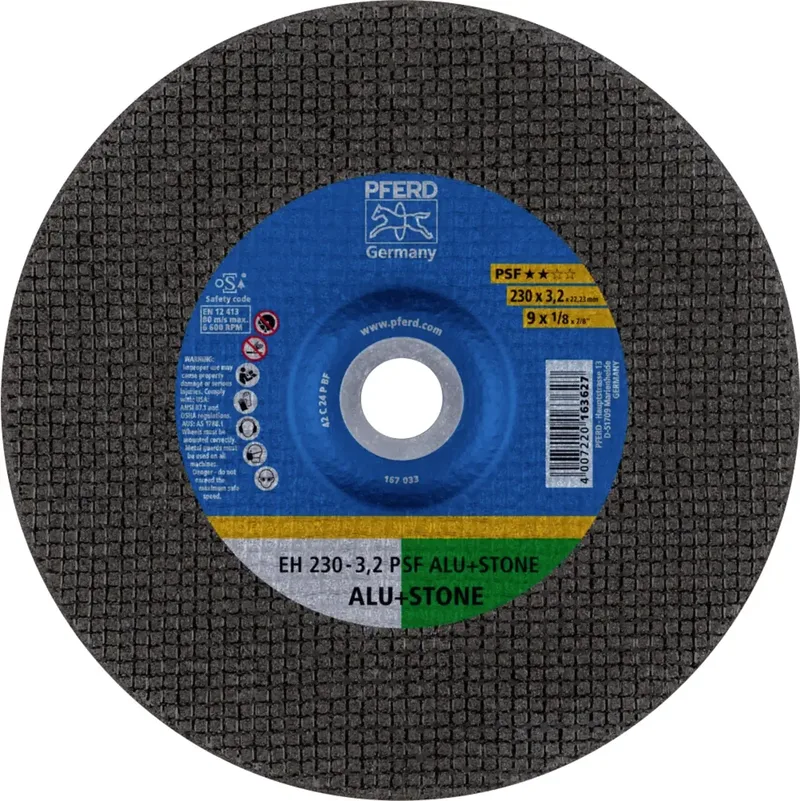 EH 230-3,2 PSF ALU+STONE 61824222 Trennscheibe gekröpft 230 mm 25 St. Aluminium, NE-Metalle, Titan, Titanlegierung, Gusseisen, Duroplast, Stein de PFERD – image du produit 1 sur 2