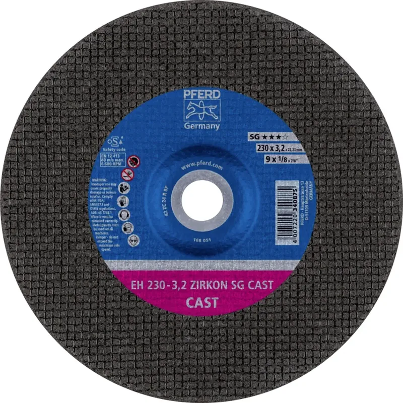 EH 230-3,2 ZIRKON SG CAST 69120642 Trennscheibe gekröpft 230 mm 25 St. Grau-/Sphäroguss de PFERD – image du produit
