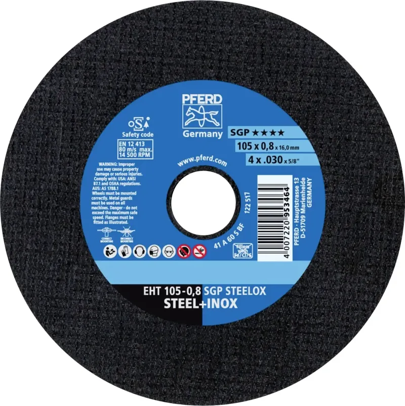 EHT 105-0,8 SGP STEELOX/16,0 61330008 Trennscheibe gerade 105 mm 25 St. Edelstahl, Stahl von PFERD – Produktbild 1 von 2