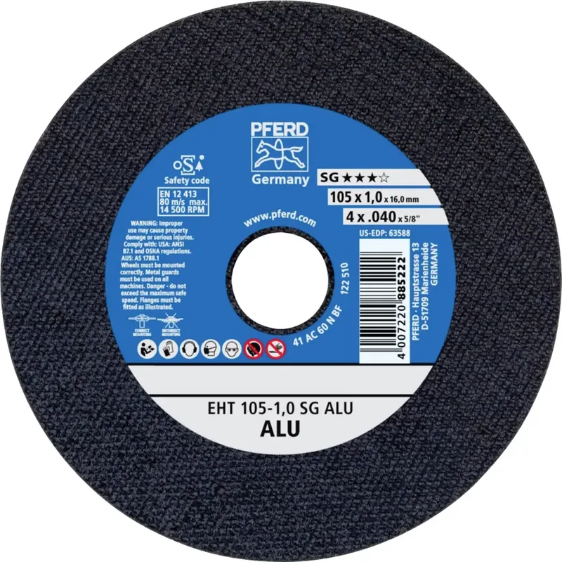 EHT 105-1,0 SG ALU 61339430 Trennscheibe gerade 105 mm 25 St. Aluminium, NE-Metalle von PFERD – Produktbild 1 von 2
