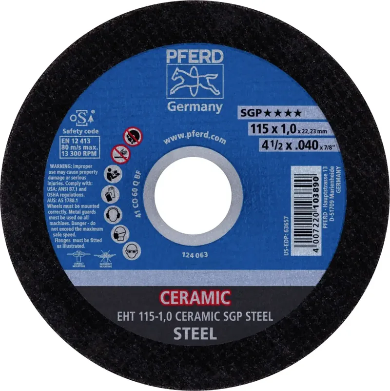 EHT 115-1,0 CERAMIC SGP STEEL 61301510 Trennscheibe gerade 115 mm 25 St. Stahl von PFERD – Produktbild