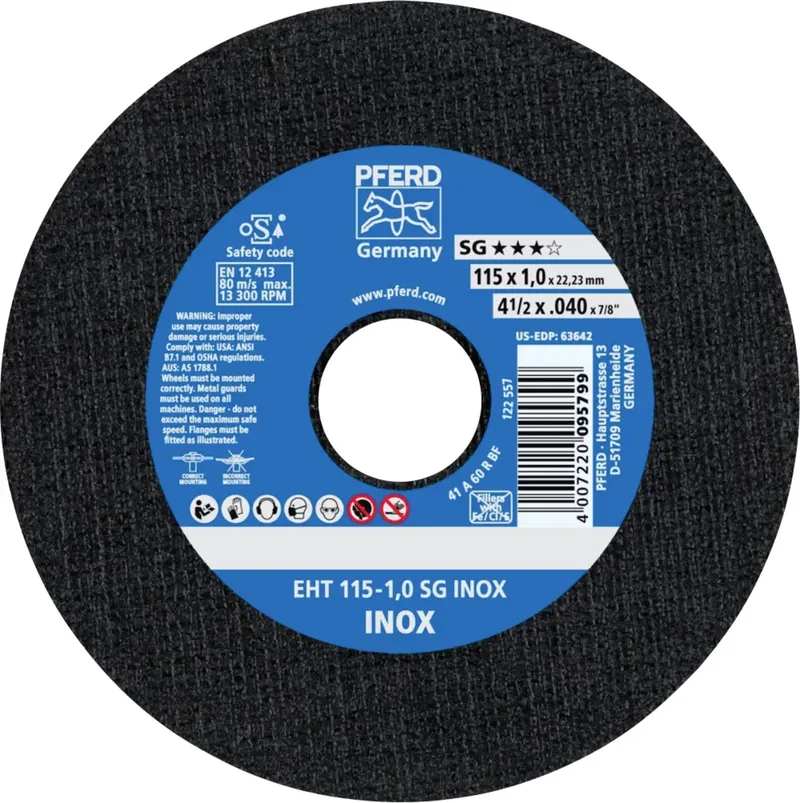 EHT 115-1,0 SG INOX 61340416 Trennscheibe gerade 115 mm 25 St. Edelstahl de PFERD – image du produit 1 sur 2