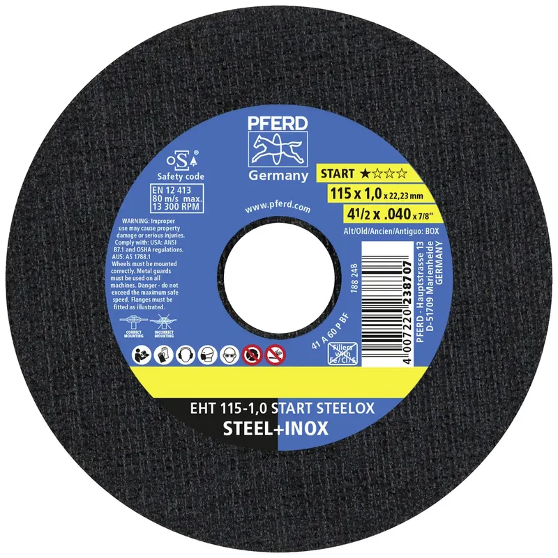 EHT 115-1,0 START (10) 69121067 Trennscheiben-Set 115 mm 10 St. Edelstahl, Stahl de PFERD – image du produit 1 sur 2
