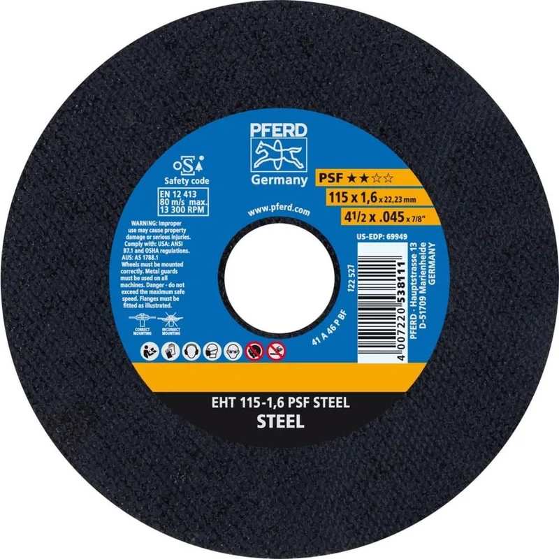 EHT 115-1,6 PSF STEEL Doorslijpschijf - Universeel - 115x22,23mm - K46 von PFERD – Produktbild