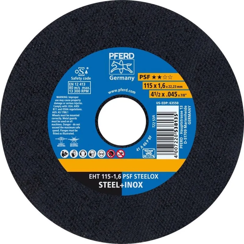 EHT 115-1,6 PSF-STEELOX Doorslijpschijf - Universeel - 115x22,23mm - K46 de PFERD – image du produit
