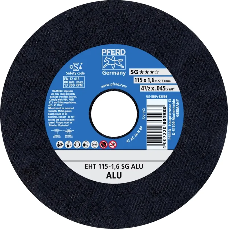 EHT 115-1,6 SG ALU 61340425 Trennscheibe gerade 115 mm 25 St. Aluminium, NE-Metalle von PFERD – Produktbild 1 von 2