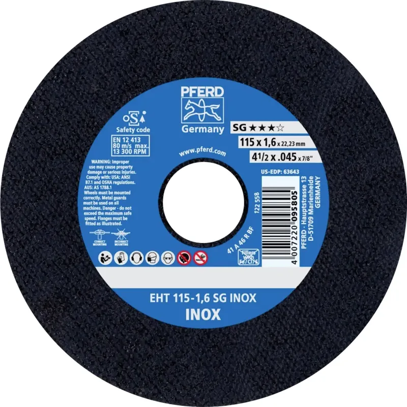 EHT 115-1,6 SG INOX 61340424 Trennscheibe gerade 115 mm 25 St. Edelstahl von PFERD – Produktbild 1 von 2