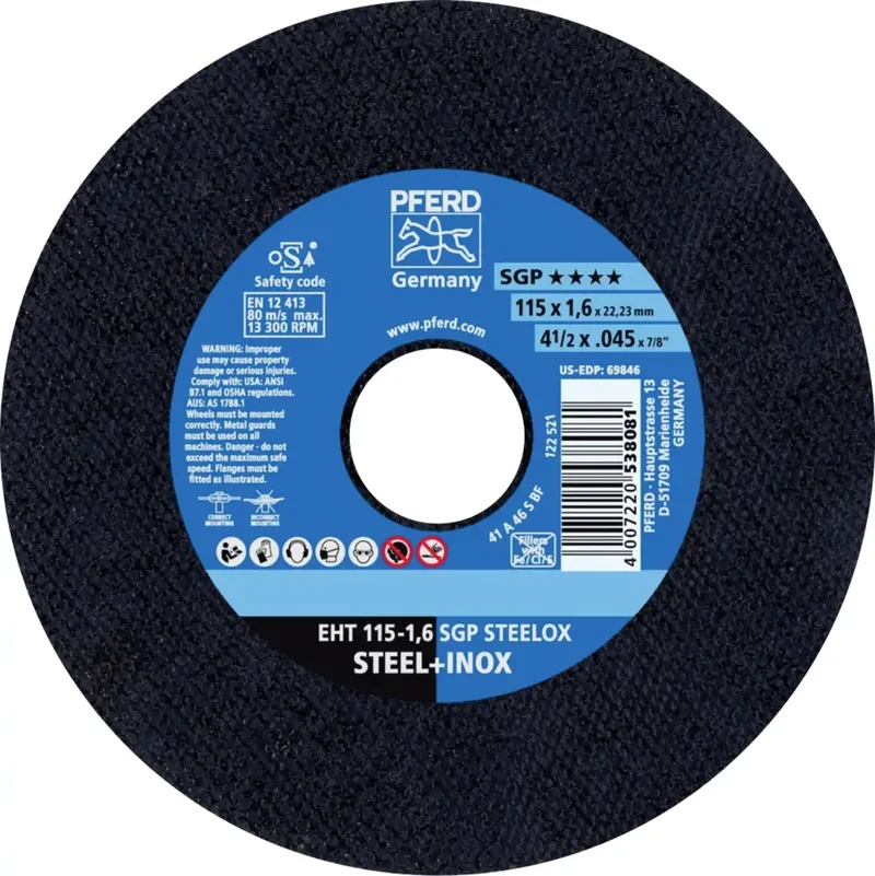 EHT 115-1,6 SGP STEELOX 61330420 Trennscheibe gerade 115 mm 25 St. Edelstahl, Stahl de PFERD – image du produit 1 sur 2