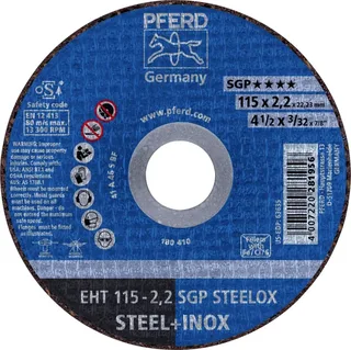EHT 115-2,2 SGP STEELOX 61330422 Trennscheibe gerade 115 mm 25 St. Edelstahl, Stahl von PFERD – Produktbild 1 von 2