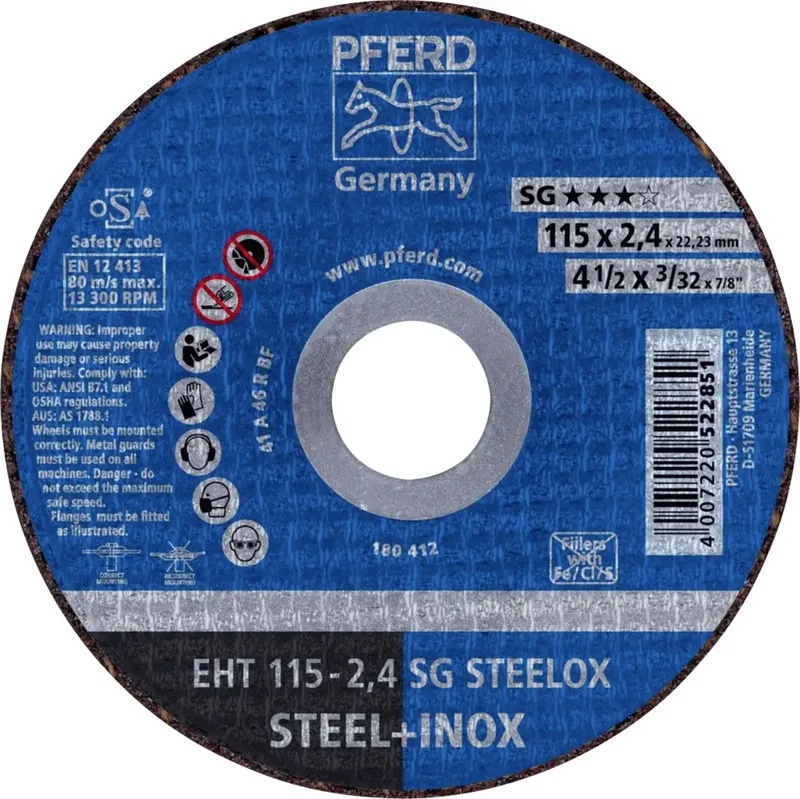 EHT 115-2,4 SG STEELOX 61340432 Trennscheibe gerade 115 mm 25 St. Edelstahl, Stahl by PFERD – product image 1 of 2