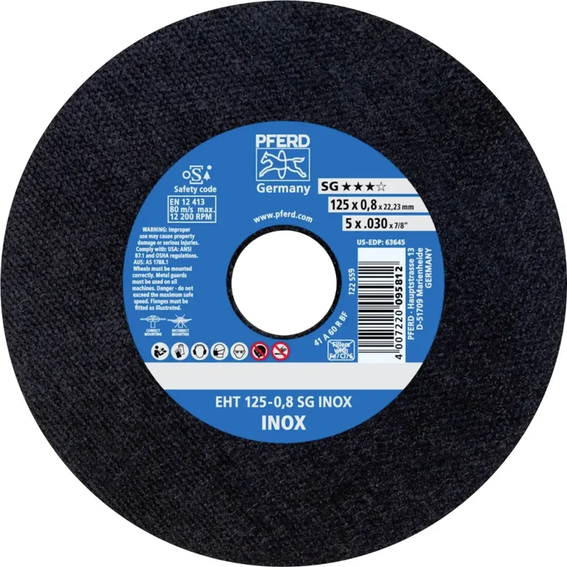 EHT 125-0,8 SG INOX 61341096 Trennscheibe gerade 125 mm 25 St. Edelstahl de PFERD – image du produit