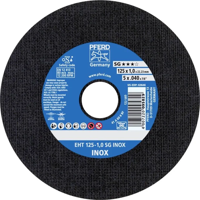 EHT 125-1,0 SG INOX 61341116 Doorslijpschijf recht 125 mm 25 stuk(s) RVS fra PFERD – produktbillede