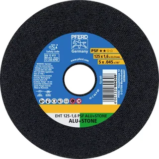 EHT 125-1,6 PSF ALU+STONE 61819021 Trennscheibe gerade 125 mm 25 St. Aluminium, NE-Metalle, Titan, Titanlegierung, Gusseisen, Duroplast, Stein by PFERD – product image 1 of 2