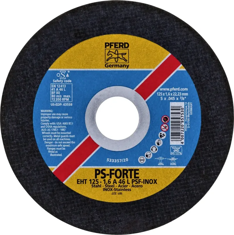 EHT 125-1,6 PSF CLASSIC STEELOX 61715253 Trennscheibe gerade 125 mm 25 St. Edelstahl, Stahl fra PFERD – produktbillede