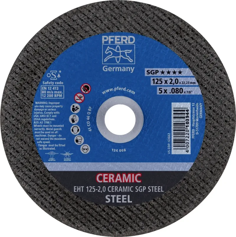 EHT 125-2,0 CERAMIC SGP STEEL 61312520 Trennscheibe gerade 125 mm 25 St. Stahl de PFERD – image du produit