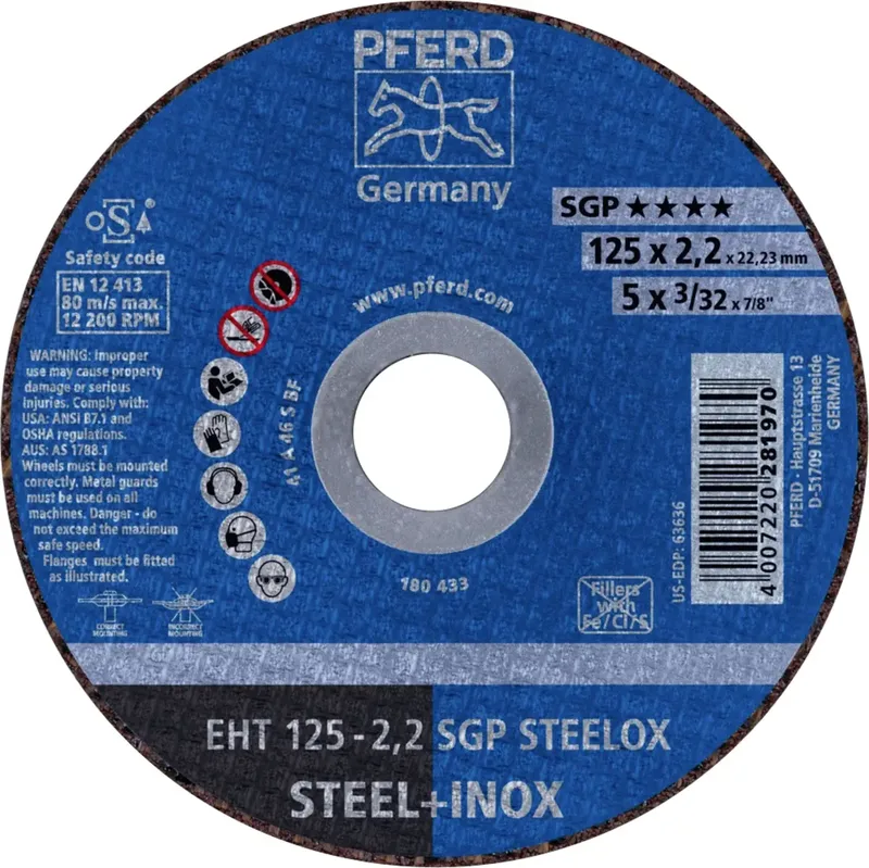 EHT 125-2,2 SGP STEELOX 61331622 Trennscheibe gerade 125 mm 25 St. Edelstahl, Stahl de PFERD – image du produit 1 sur 2