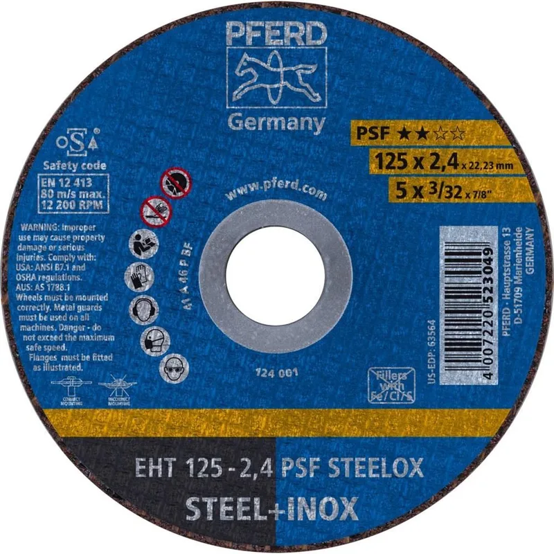 EHT 125-2,4 PSF-STEELOX Doorslijpschijf - Universeel - 125x22,23mm - K46 de PFERD – image du produit