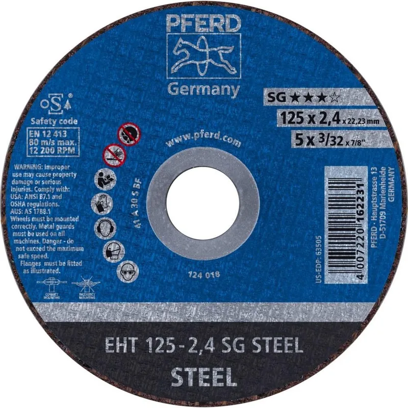 EHT 125-2,4 SG STEEL Doorslijpschijf - Aluminium - 125x22,23mm - K30 de PFERD – image du produit