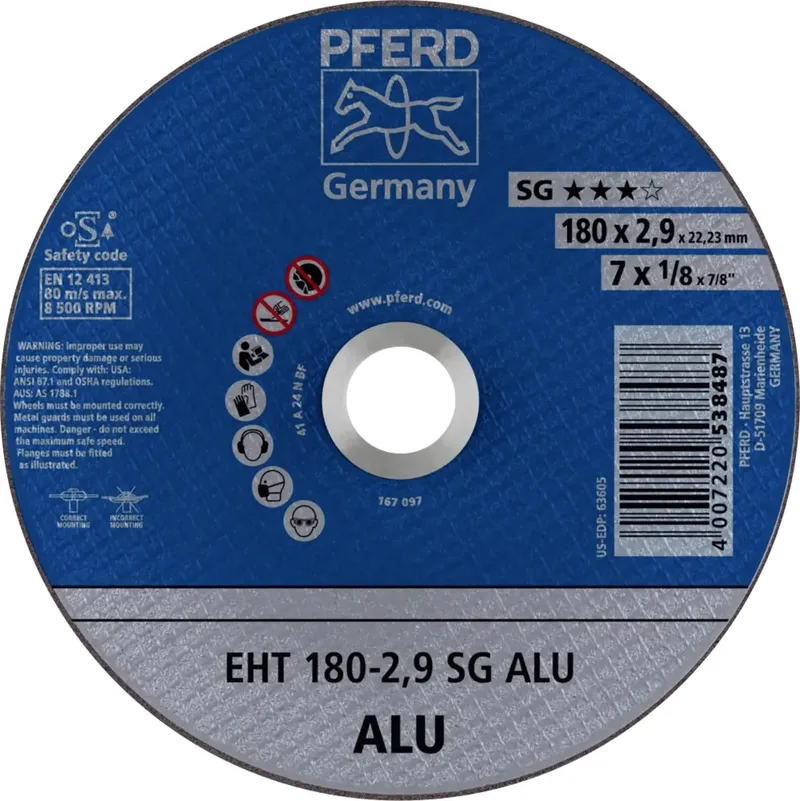 EHT 180-2,9 SG ALU 61326323 Trennscheibe gerade 180 mm 25 St. Aluminium, NE-Metalle de PFERD – image du produit 1 sur 2