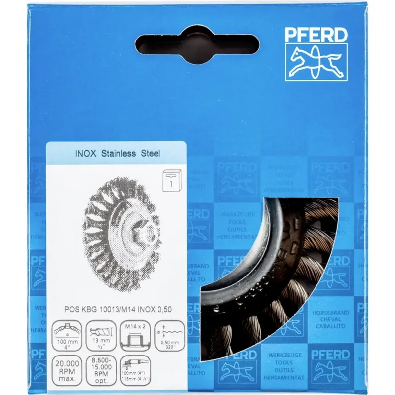 Kegelbürste gezopft KBG Ø 100x13 mm M14 Edelstahl-Draht-Ø 0,50mm Winkelschleifer (1) de PFERD – image du produit 2 sur 2