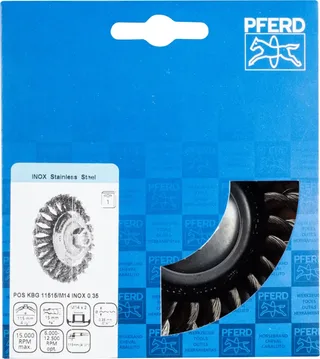 Kegelbürste gezopft KBG Ø 115x15 mm M14 Edelstahl-Draht-Ø 0,35 mm Winkelschleifer (1) de PFERD – image du produit 3 sur 3