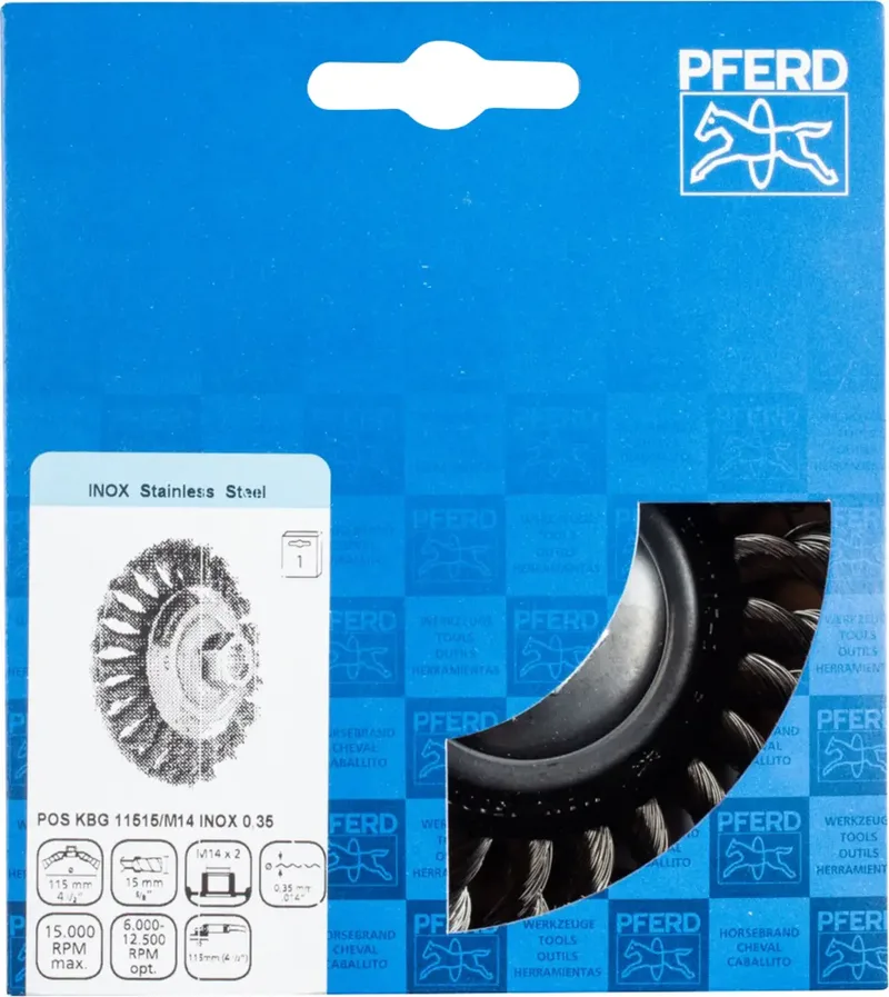 Kegelbürste gezopft KBG Ø 115x15 mm M14 Edelstahl-Draht-Ø 0,35 mm Winkelschleifer (1) de PFERD – image du produit 3 sur 3