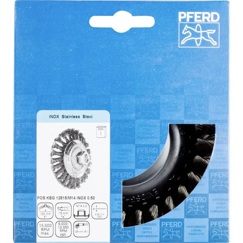 Kegelbürste gezopft KBG Ø 125x15 mm M14 Edelstahl-Draht-Ø 0,50mm Winkelschleifer by PFERD – product image 2 of 2