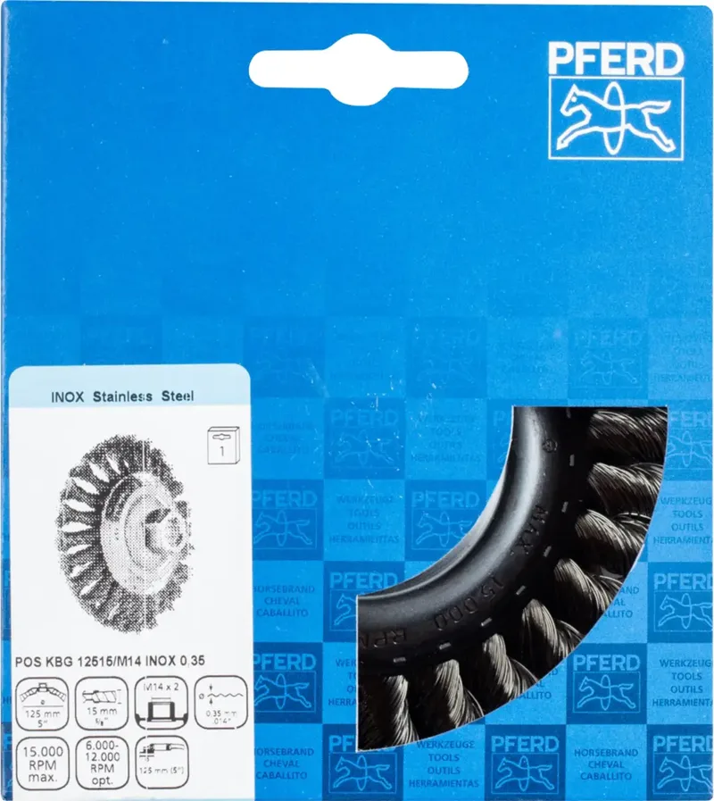 Kegelbürste gezopft KBG Ø 125x15 mm M14 Edelstahl-Draht-Ø 0,35 mm Winkelschleifer de PFERD – image du produit 3 sur 3