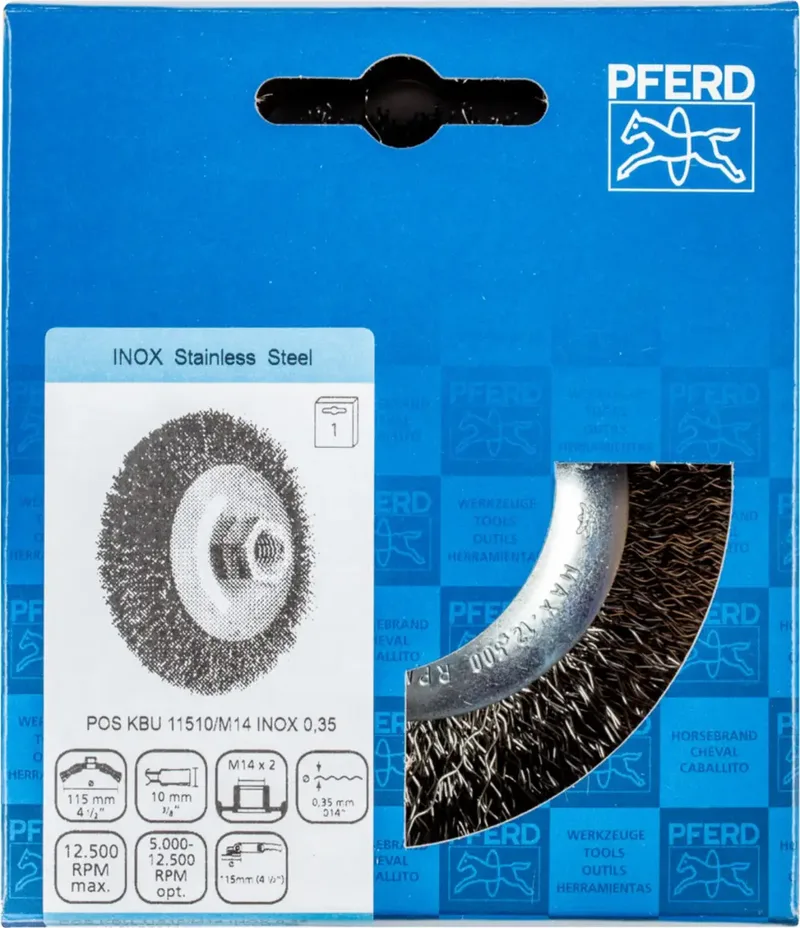 Kegelbürste ungezopft KBU Ø 115x10mm M14 Edelstahl-Draht-Ø 0,35 mm Winkelschleifer de PFERD – image du produit 3 sur 3