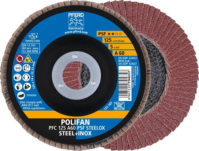 Lamellenschijf Korund (konisch) - PFC 125 A 60 PSF STEELOX van PFERD – productafbeelding