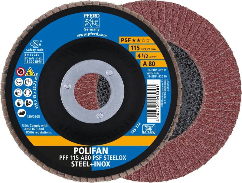 Lamellenschijf Korund (vlak) - PFF 115 A 80 PSF STEELOX by PFERD – product image