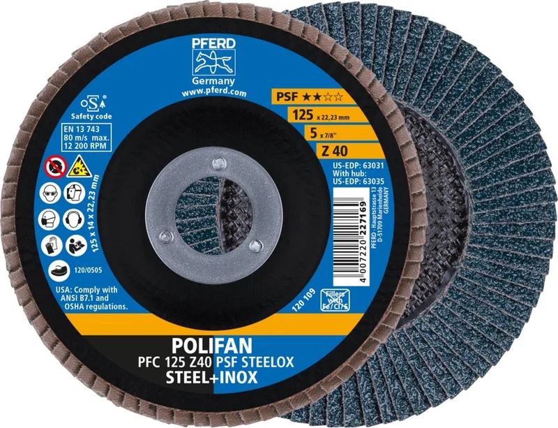 Lamellenschijf Zirkoniumkorund (konisch) - PFC 125 Z 40 PSF STEELOX by PFERD – product image
