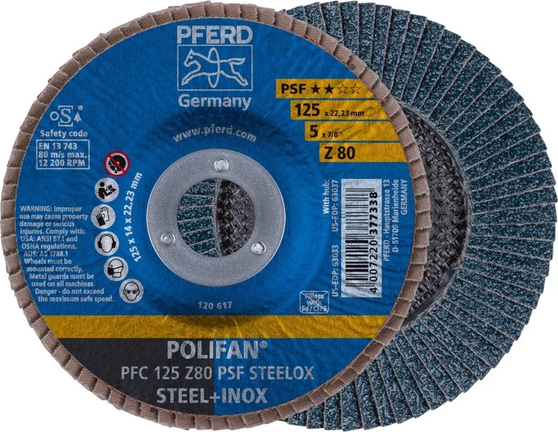 Lamellenschijf Zirkoniumkorund (konisch) - PFC 125 Z 80 PSF STEELOX von PFERD – Produktbild