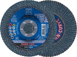 Lamellenschijf Zirkoniumkorund (radiaal) - PFR 125-M Z 40 SGP CURVE STEELOX by PFERD – product image 1 of 2