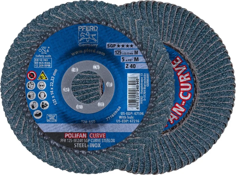 Lamellenschijf Zirkoniumkorund (radiaal) - PFR 125-M Z 40 SGP CURVE STEELOX by PFERD – product image 1 of 2