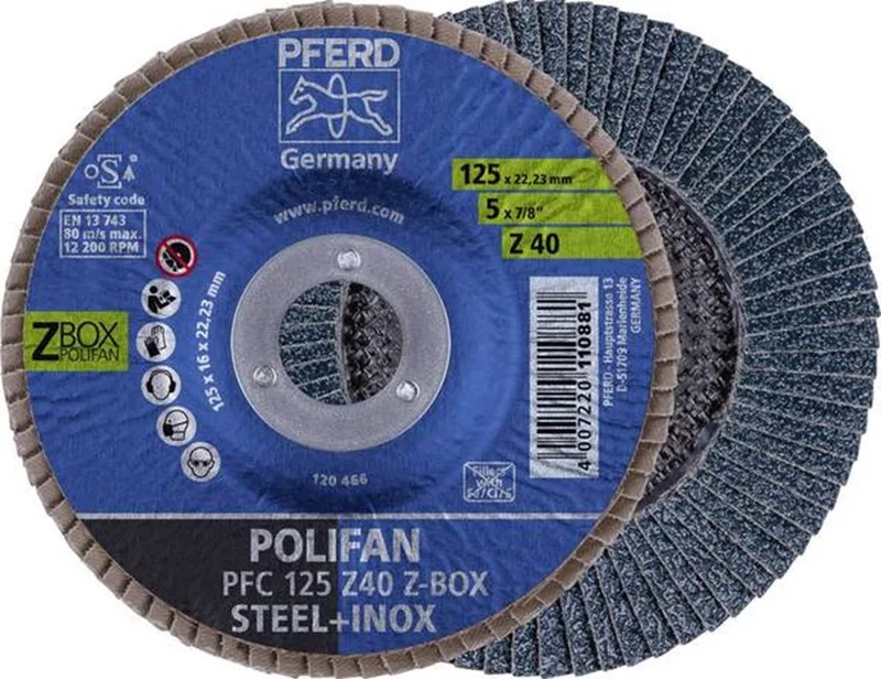 Lamellenschijf Zirkonkorund (konisch) - PFC 125 Z 40 Z van PFERD – productafbeelding