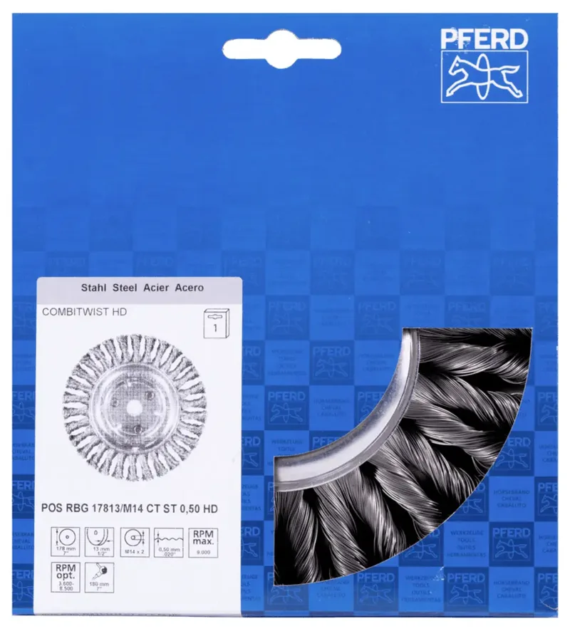 PFERD POS COMBITWIST Rundbürste gezopft RBG HD Ø 178x13 mm M14 Stahl-Draht-Ø 0,50mm Winkelschleifer POS RBG 17813/M14 CT ST 0,50 HD 43317036 1 St. von PFERD – Produktbild 2 von 2