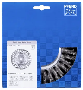PFERD POS COMBITWIST Rundbürste gezopft RBG HD Ø 178x13x22,2 mm Stahl-Draht-Ø 0,50mm Winkelschleifer POS RBG 17813/22,2 CT ST 0,50 HD 43317037 1 St. de PFERD – image du produit 2 sur 2