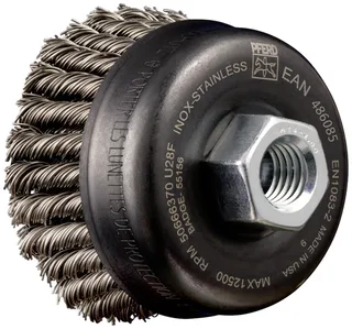 POS Topfbürste 2-reihig gezopft TBG HD Ø 65 mm M14 Edelstahl-Draht-Ø 0,50 mm Winkelschleifer POS TBG 65/M14 INOX 0,50 2RH HD 43305033 1 St. van PFERD – productafbeelding 1 van 2